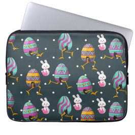 Vrolijk paasdag - Funny Bunny Wishes Pattern Laptop Sleeve