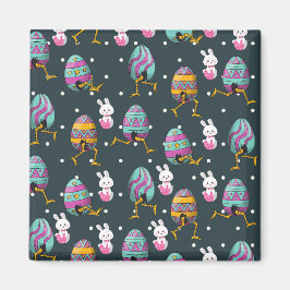 Vrolijk paasdag - Funny Bunny Wishes Pattern Magneet