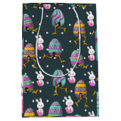 Vrolijk paasdag - Funny Bunny Wishes Pattern Medium Cadeauzakje (Voorkant)
