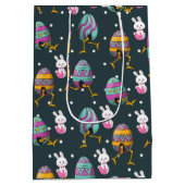 Vrolijk paasdag - Funny Bunny Wishes Pattern Medium Cadeauzakje (Achterkant)