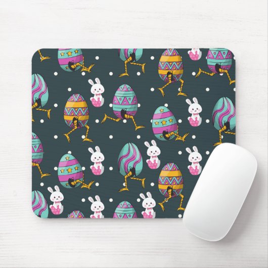 Vrolijk paasdag - Funny Bunny Wishes Pattern Muismat (Met muis)