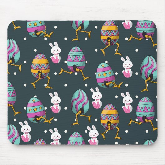 Vrolijk paasdag - Funny Bunny Wishes Pattern Muismat (Voorkant)
