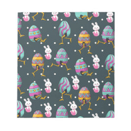 Vrolijk paasdag - Funny Bunny Wishes Pattern Notitieblok