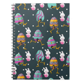 Vrolijk paasdag - Funny Bunny Wishes Pattern Notitieboek