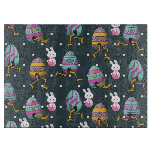 Vrolijk paasdag - Funny Bunny Wishes Pattern Snijplank (Voorkant)