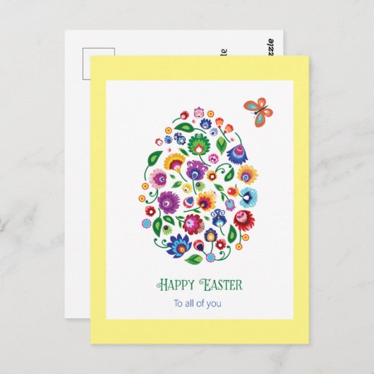 Vrolijk paasgeel Briefkaart (Voorkant / Achterkant)