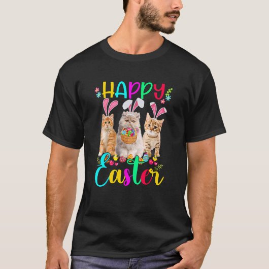 Vrolijk paaskarretje met Bunny Ear Bunny Cat T-shirt (Voorkant)