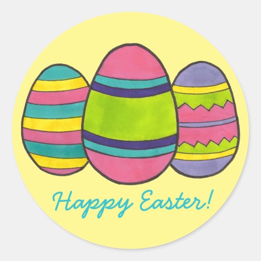 Vrolijk paaskleurige eieren van kippeneieren ronde sticker (Voorkant)