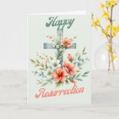 Vrolijk Paaskruis met lentebloemen Kaart (Gele Bloem)