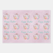 Vrolijk paaslicht en roze eieren inpakpapier vel (Voorkant 3)