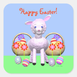 Vrolijk paaslicht met paaseieren vierkante sticker