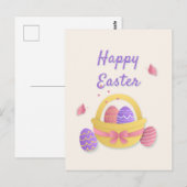 Vrolijk paasmandje en vlinders briefkaart (Voorkant / Achterkant)