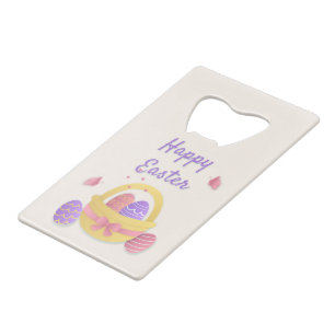 Vrolijk paasmandje en vlinders creditkaart flessenopener