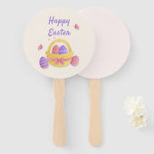 Vrolijk paasmandje en vlinders handwaaier (Voorkant en achterkant)