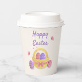 Vrolijk paasmandje en vlinders papieren bekers (Voorkant)