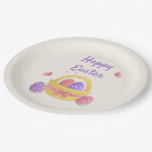 Vrolijk paasmandje en vlinders papieren bordje (Gekanteld)