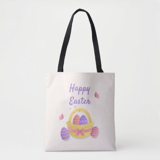 Vrolijk paasmandje en vlinders tote bag (Voorkant)