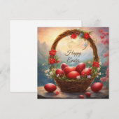 Vrolijk paasmandje met eieren feestdagenkaart (Voorkant / Achterkant)