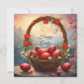 Vrolijk paasmandje met eieren feestdagenkaart (Voorkant)