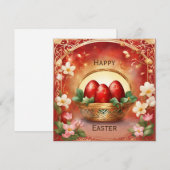 Vrolijk paasmandje met eieren feestdagenkaart (Voorkant / Achterkant)