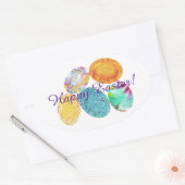 Vrolijk paastje, elegante gedraaide aaseieren ovale sticker (Envelop)
