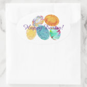 Vrolijk paastje, elegante gedraaide aaseieren ovale sticker (Tas)