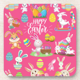 Vrolijk paastje, grappige bunny Wishes en kleurrij Bier Onderzetter