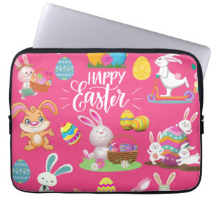Vrolijk paastje, grappige bunny Wishes en kleurrij Laptop Sleeve