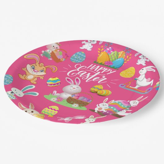 Vrolijk paastje, grappige bunny Wishes en kleurrij Papieren Bordje (Gekanteld)