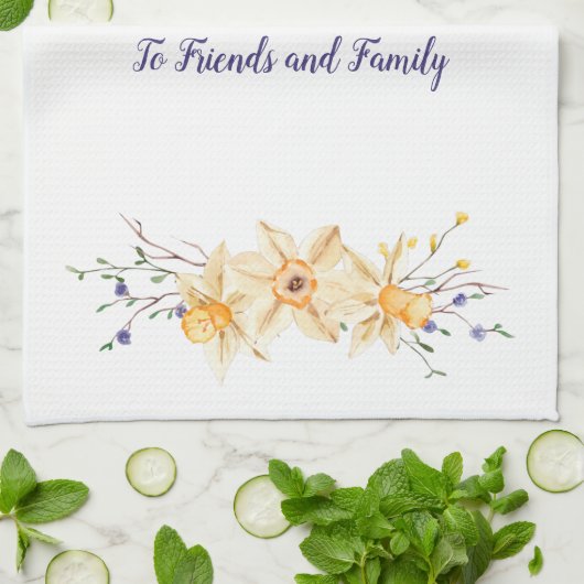 Vrolijk paasvrienden en familiedaffodis theedoek (Gevouwen)