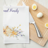 Vrolijk paasvrienden en familiedaffodis theedoek (Quarter Fold)