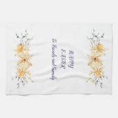 Vrolijk paasvrienden en familiedaffodis theedoek (Horizontaal)