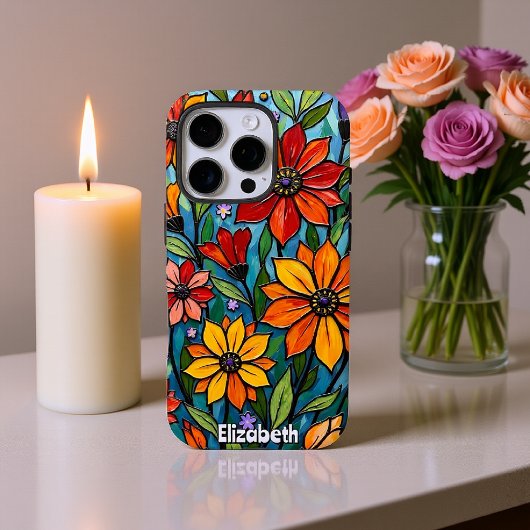 Vrolijk Palet Glas in lood Bloemen Case-Mate iPhone Case