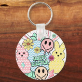 vrolijk pasen (6), retro, vintage sleutelhanger (Voorkant)