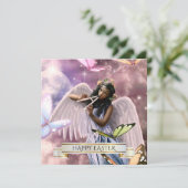 Vrolijk Pasen. Angel met Butterflies Kaarten (Staand voorkant)