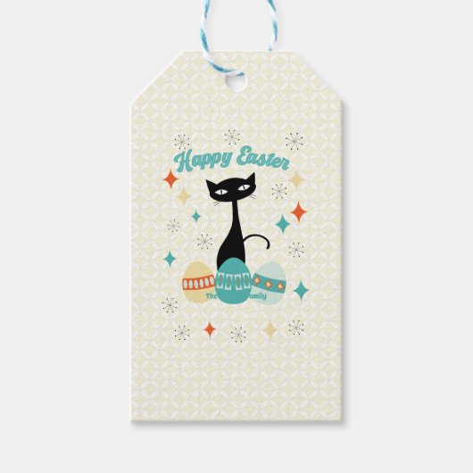 Vrolijk Pasen, atoomtijdperk, middeleeuwse moderne Cadeaulabel (Voorkant)