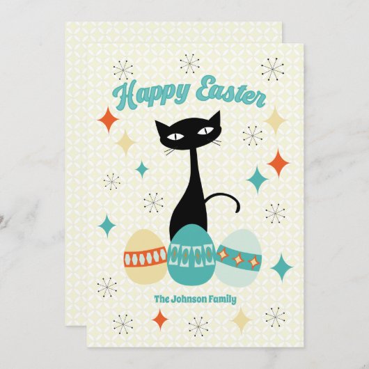 Vrolijk Pasen, atoomtijdperk, middeleeuwse moderne Feestdagenkaart (Voorkant / Achterkant)