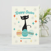 Vrolijk Pasen, atoomtijdperk, middeleeuwse moderne Feestdagenkaart (Staand voorkant)