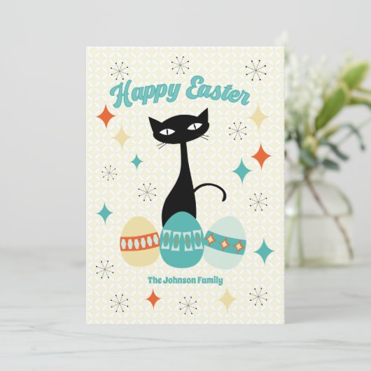 Vrolijk Pasen, atoomtijdperk, middeleeuwse moderne Feestdagenkaart (Staand voorkant)