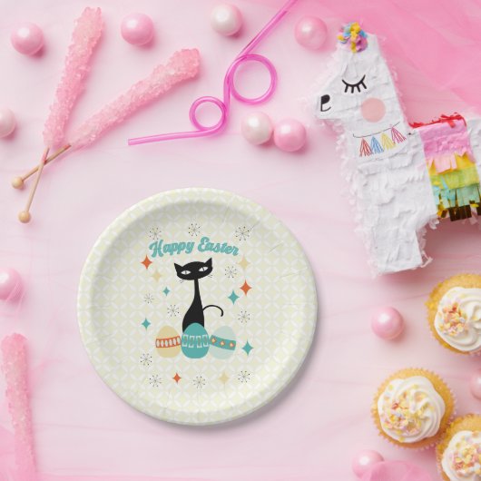 Vrolijk Pasen, atoomtijdperk, middeleeuwse moderne Papieren Bordje (Feest)