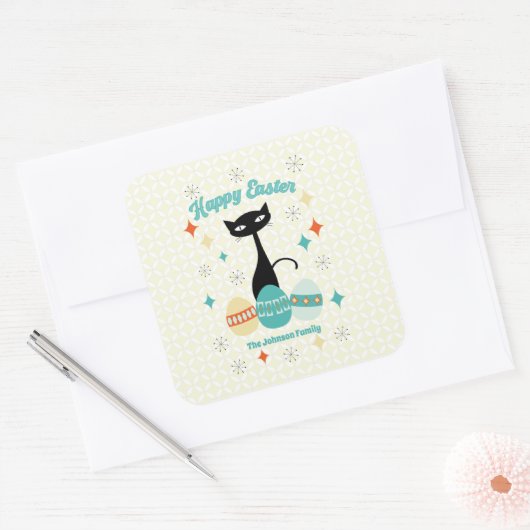 Vrolijk Pasen, atoomtijdperk, middeleeuwse moderne Vierkante Sticker (Envelop)