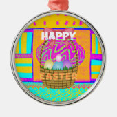 Vrolijk Pasen. Blijf op de hoogte zoals altijd Metalen Ornament (Voorkant)