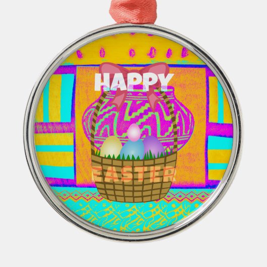 Vrolijk Pasen. Blijf op de hoogte zoals altijd Metalen Ornament (Voorkant)