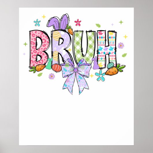 vrolijk pasen boog konijn bruh, retro, vintage poster (Voorkant)