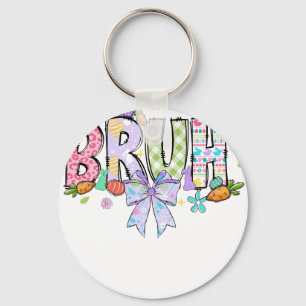 vrolijk pasen boog konijn bruh, retro, vintage sleutelhanger