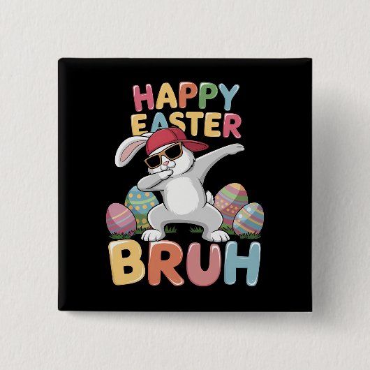Vrolijk Pasen Broer Funny Dabbing Konijn Vierkante Button 5,1 Cm (Voorkant)