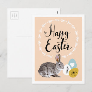 Vrolijk Pasen. Bunny- en paaseieren-Briefkaarten Feestdagenkaart