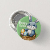 Vrolijk Pasen, Bunny in Eimandje Ronde Button 3,2 Cm (Voorkant /achterkant)