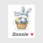 Vrolijk Pasen, Bunny in Eimandje Sticker (Vel)