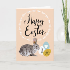 Vrolijk Pasen. Bunny met paaseieren Wenskaart Feestdagen Kaart